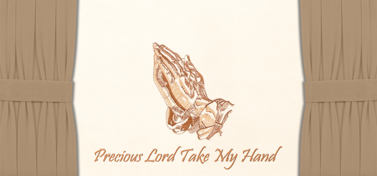 Precious Lord Take My Hand with Curtains Rosetan Faux